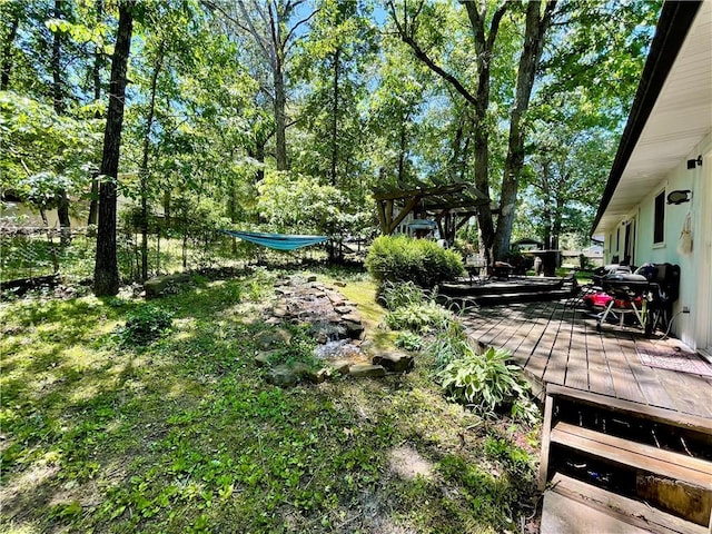 900 Dogwood St, Huntsville, AR 72740 - view of yard featuring a wooden deck