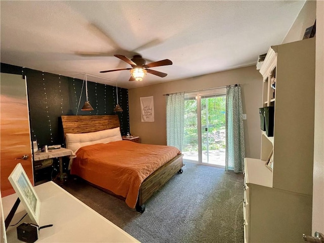 900 Dogwood St, Huntsville, AR 72740 - bedroom with access to exterior, carpet flooring, and ceiling fan