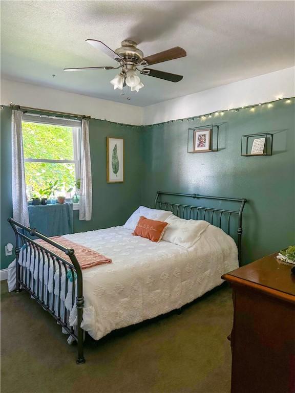 900 Dogwood St, Huntsville, AR 72740 - carpeted bedroom with ceiling fan