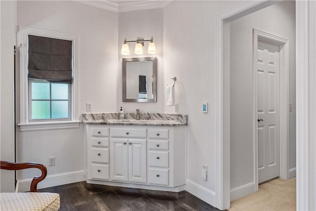 5304 S Promontory Ct, Rogers, AR 72758 - bathroom featuring vanity and crown molding