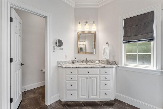 5304 S Promontory Ct, Rogers, AR 72758 - bathroom featuring vanity and ornamental molding