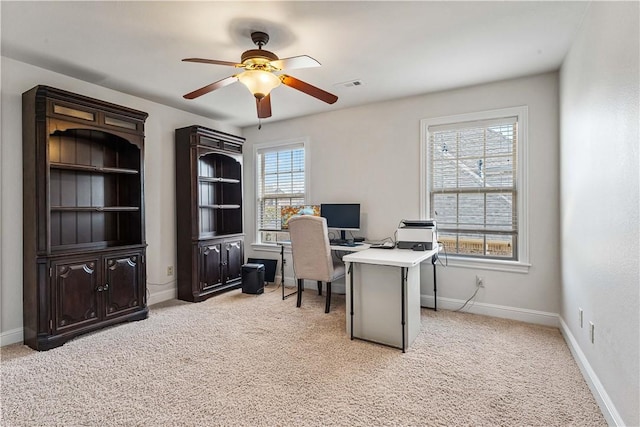 5304 S Promontory Ct, Rogers, AR 72758 - office featuring light carpet and a ceiling fan