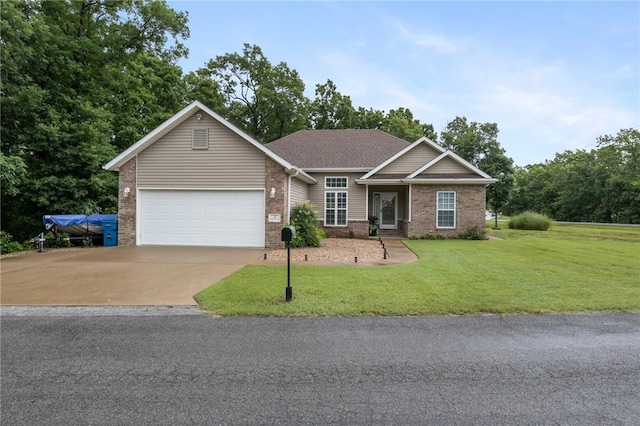 2 Moniave Ln, Bella Vista, AR 72715 - single story home featuring brick siding, a front lawn, an attached garage, and concrete driveway