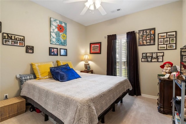 2 Moniave Ln, Bella Vista, AR 72715 - bedroom featuring light colored carpet, baseboards, and a ceiling fan
