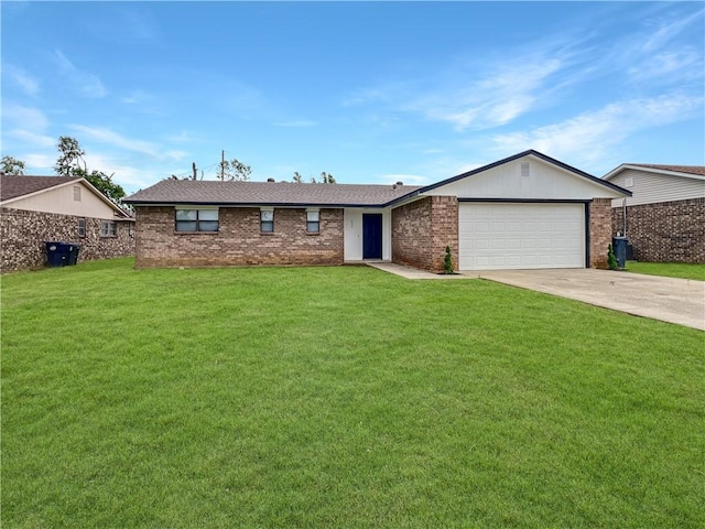 405 14th Pl, Rogers, AR 72756 - single story home with concrete driveway, an attached garage, a front lawn, and brick siding