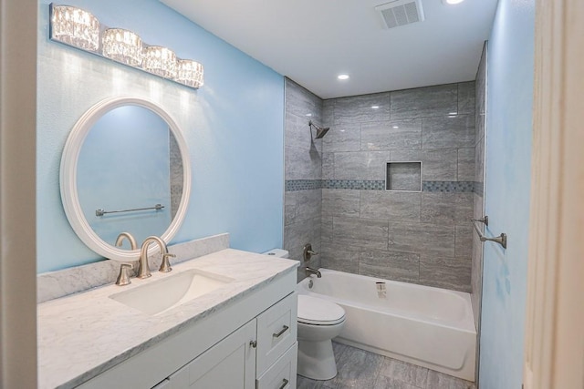 1732 Madison Unit 4316, Elkins, AR 72727 - bathroom featuring toilet, vanity, wood finished floors, bathing tub / shower combination, and recessed lighting