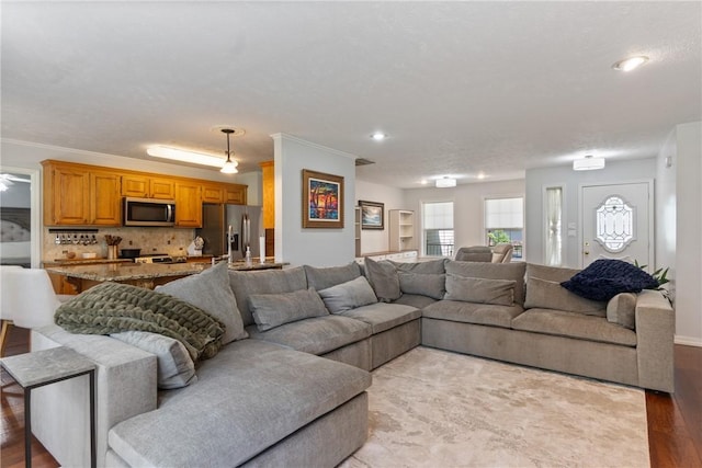 4 Hillcrest Dr, Holiday Island, AR 72631 - living area featuring light wood-style flooring and recessed lighting