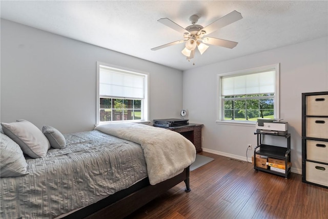 4 Hillcrest Dr, Holiday Island, AR 72631 - bedroom with wood finished floors, baseboards, and ceiling fan