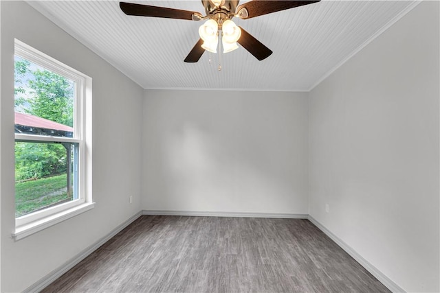 404 Hargis St, Huntsville, AR 72740 - empty room with plenty of natural light, wood finished floors, ceiling fan, and crown molding