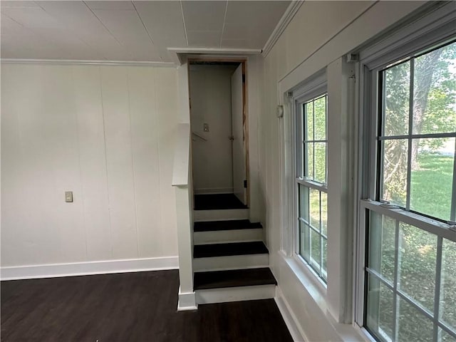 301 W Bean St, Lincoln, AR 72744 - stairs featuring baseboards, wood finished floors, and ornamental molding