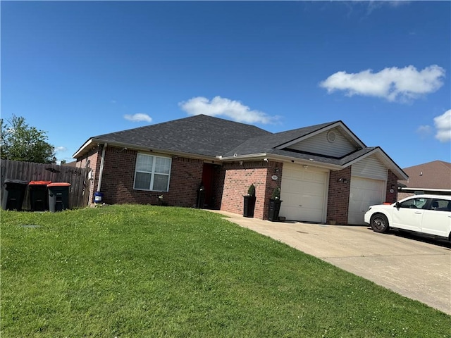 1297 Homestead Loop, Springdale, AR 72764 - ranch-style house with a garage, brick siding, driveway, and roof with shingles
