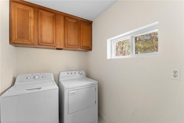 11021 Lathams Landing Rd, Garfield, AR 72732 - laundry room featuring washer and dryer and cabinet space