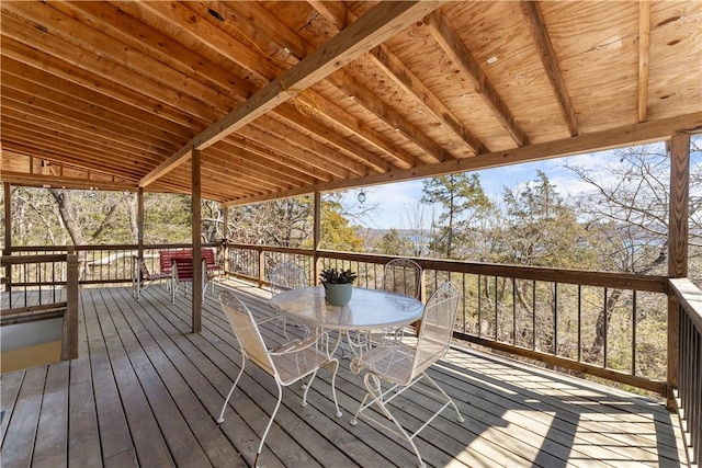 11021 Lathams Landing Rd, Garfield, AR 72732 - wooden terrace with outdoor dining space