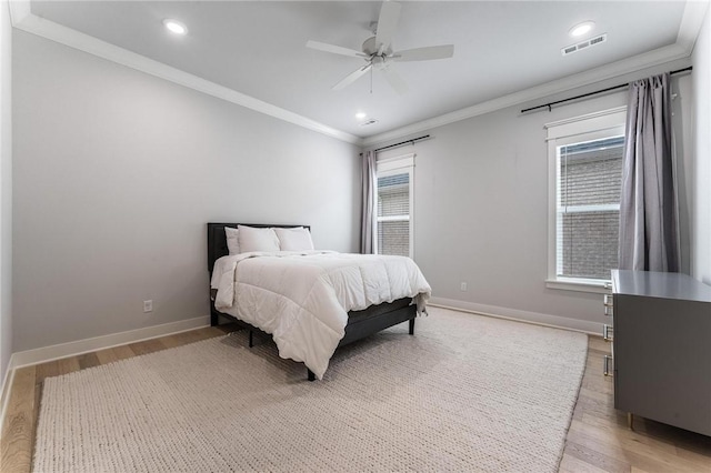 6741 Garden Trail Ave, Springdale, AR 72762 - bedroom with crown molding, light wood finished floors, multiple windows, recessed lighting, and ceiling fan