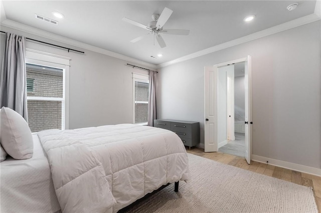 6741 Garden Trail Ave, Springdale, AR 72762 - bedroom featuring light wood finished floors, crown molding, ceiling fan, and recessed lighting
