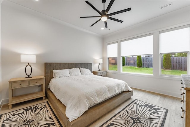 8003 W Claverton St, Rogers, AR 72758 - bedroom featuring light wood-style flooring, recessed lighting, and ceiling fan