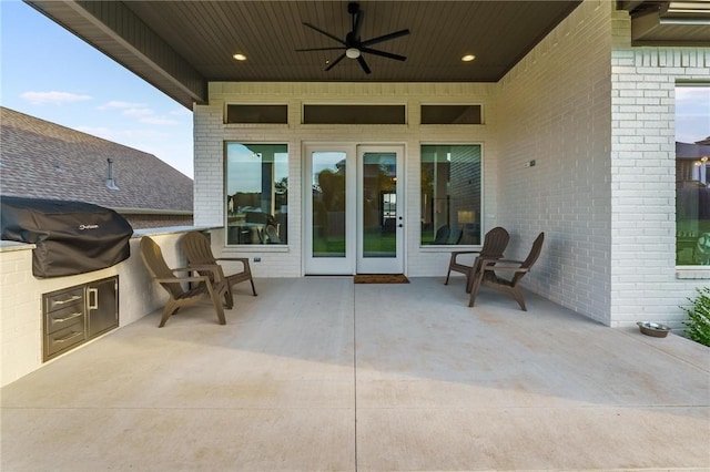 8003 W Claverton St, Rogers, AR 72758 - view of patio / terrace with exterior kitchen and ceiling fan