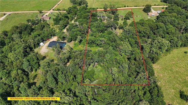 50233 S 725th Rd, Colcord, OK 74338 - view of rural area with property boundaries highlighted and a heavily wooded area