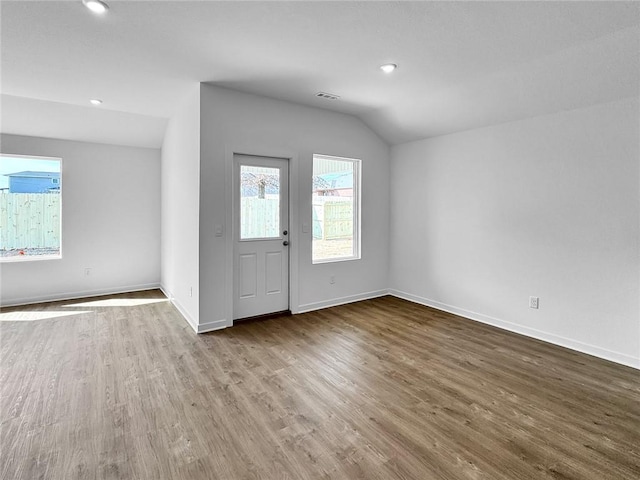 960 Hudson St, Prairie Grove, AR 72753 - foyer entrance featuring wood finished floors, lofted ceiling, and recessed lighting