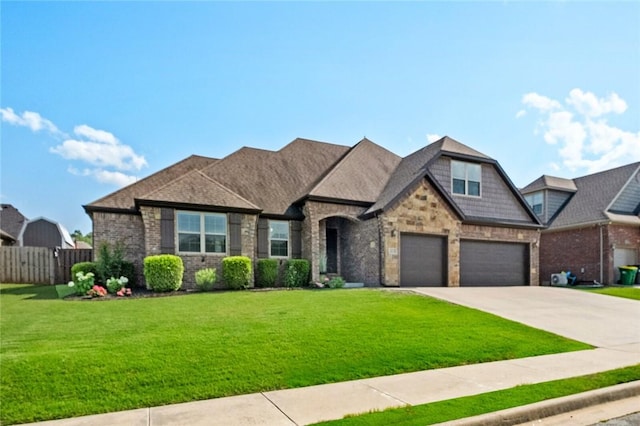 1511 Aniston Rd, Centerton, AR 72719 - french provincial home with concrete driveway, brick siding, and a garage