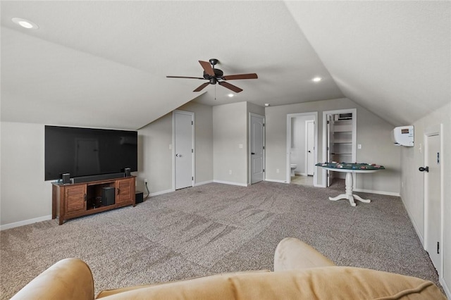1511 Aniston Rd, Centerton, AR 72719 - bonus room with vaulted ceiling, a ceiling fan, recessed lighting, and carpet