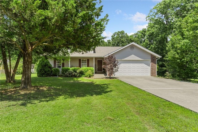 9336 Stonegate Dr, Omaha, AR 72662 - view of front of house featuring a garage, concrete driveway, a front yard, and brick siding