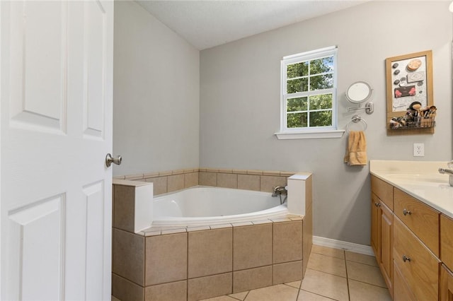 9336 Stonegate Dr, Omaha, AR 72662 - full bathroom featuring vanity, a bath, and tile patterned flooring