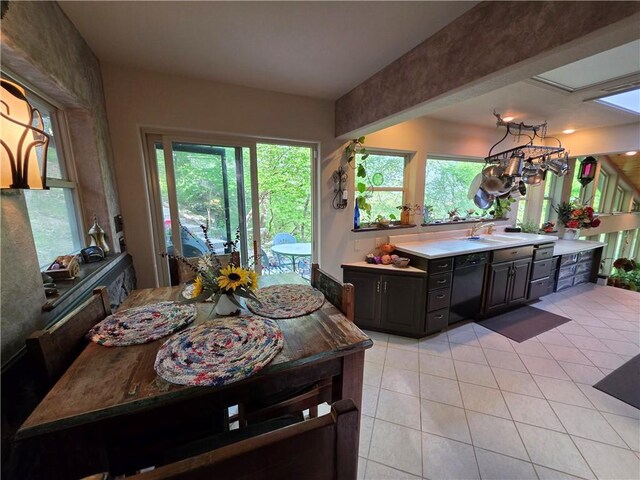 1655 Wilson Springs Rd, Harrison, AR 72601 - kitchen featuring black dishwasher, light tile patterned floors, plenty of natural light, and light countertops