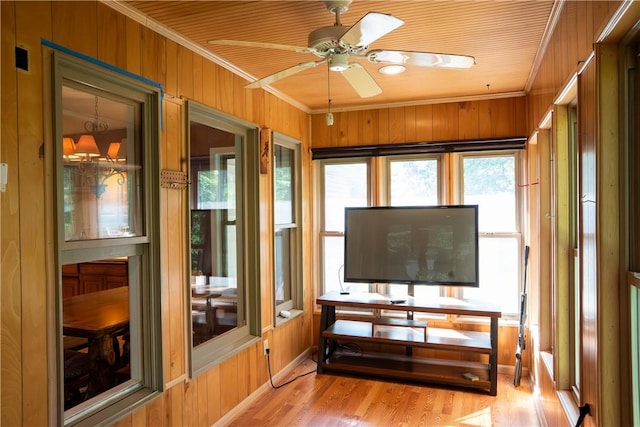 5 Coatbridge Ln, Bella Vista, AR 72715 - sunroom featuring ornamental molding, wooden walls, and wood finished floors