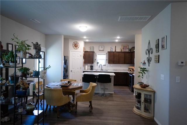 233 Evans St, Huntsville, AR 72740 - dining area with dark wood-style floors and recessed lighting