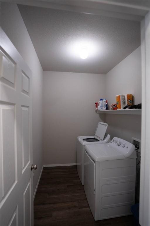 233 Evans St, Huntsville, AR 72740 - laundry area with washing machine and clothes dryer and dark wood-style floors