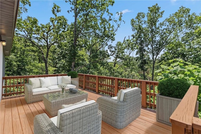 17707 12th Hwy, Rogers, AR 72756 - wooden terrace featuring an outdoor living space and view of scattered trees