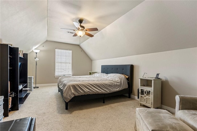 2301 SW Farringdon Ave, Bentonville, AR 72713 - bedroom with lofted ceiling, carpet floors, and ceiling fan