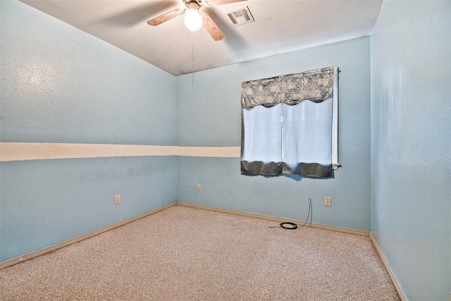20724 E 578th Rd, Colcord, OK 74338 - empty room featuring carpet, ceiling fan, and vaulted ceiling