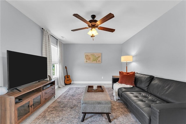 3205 Summer View Ave, Springdale, AR 72764 - living area with ceiling fan and light carpet