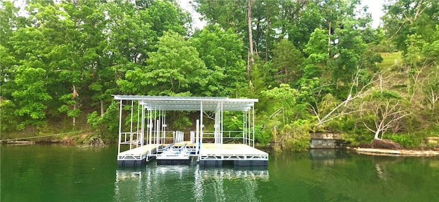 8715 Rambo N Rd, Rogers, AR 72756 - dock area with a water view and a wooded view