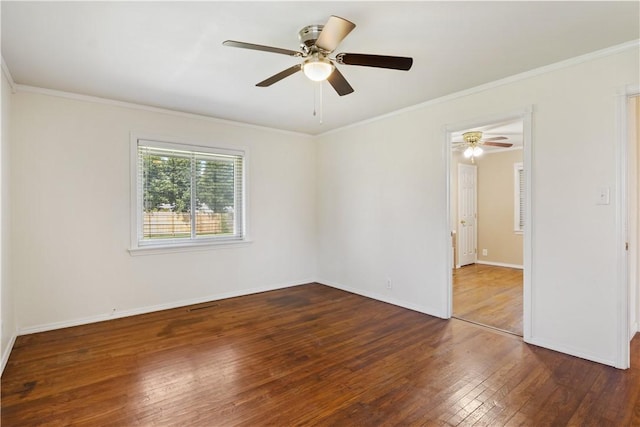 520 S 13th St, Rogers, AR 72758 - empty room with hardwood / wood-style flooring, a ceiling fan, and ornamental molding