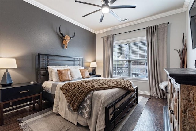 5208 43rd St, Rogers, AR 72758 - bedroom featuring wood finished floors, crown molding, and a ceiling fan