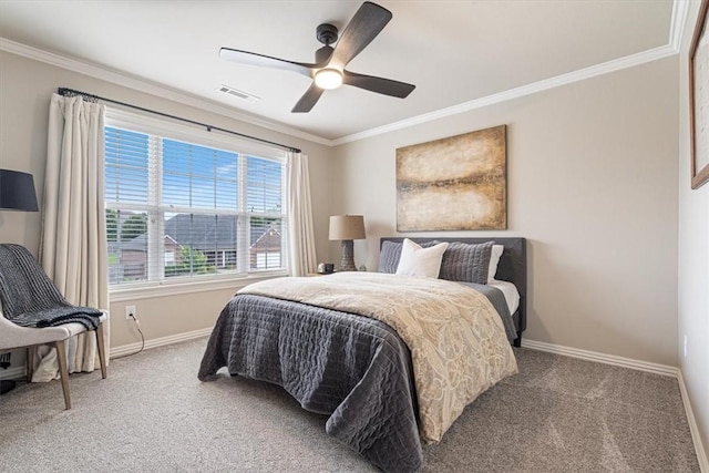 5208 43rd St, Rogers, AR 72758 - bedroom with crown molding, carpet, and a ceiling fan