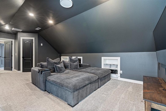 5208 43rd St, Rogers, AR 72758 - carpeted home theater with vaulted ceiling and recessed lighting