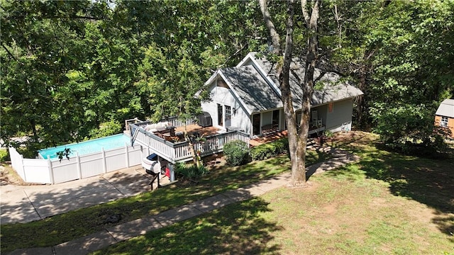14269 Lake Forrest Heights Rd, Siloam Springs, AR 72761 - view of property exterior featuring an outdoor pool and a wooden deck