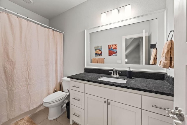 4609 W Waters Edge Dr, Rogers, AR 72758 - bathroom with vanity, tile patterned floors, and a shower with curtain