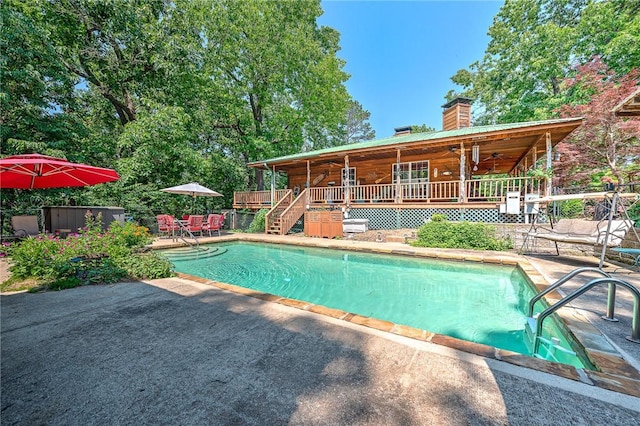 8092 Fain Dr, Rogers, AR 72756 - outdoor pool featuring a patio area, a deck, and stairway