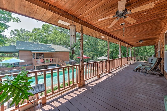 8092 Fain Dr, Rogers, AR 72756 - wooden terrace featuring ceiling fan