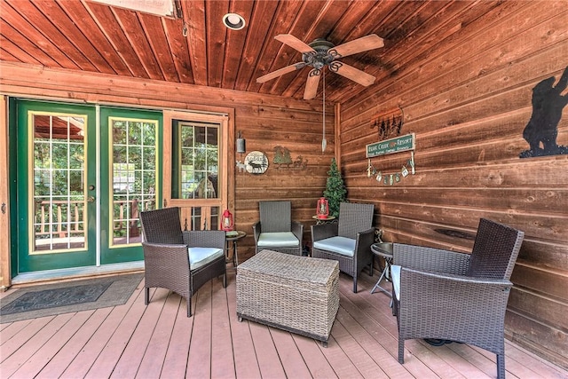 8092 Fain Dr, Rogers, AR 72756 - wooden terrace with a ceiling fan
