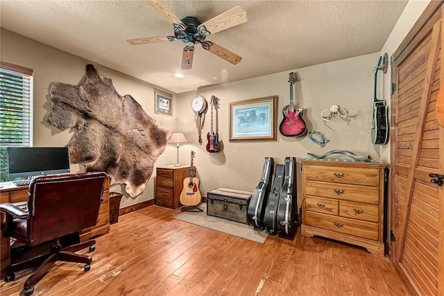 8092 Fain Dr, Rogers, AR 72756 - office space with light wood-style floors, a textured ceiling, ceiling fan, and recessed lighting