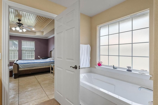 1315 S Breckenridge Loop, Rogers, AR 72756 - full bath with ensuite bath, a bath, tile patterned flooring, a tray ceiling, and ornamental molding