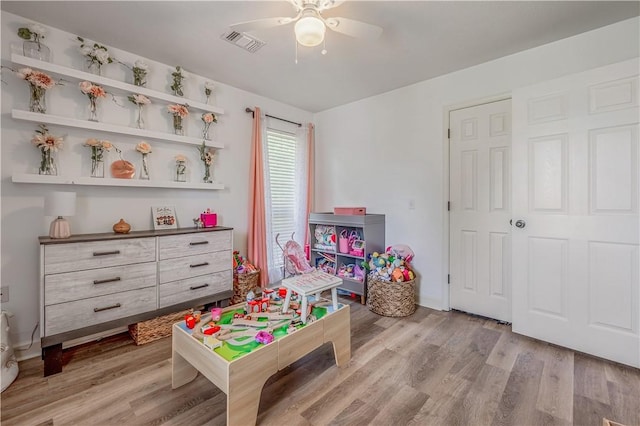 3 Jared Ln, Conway, AR 72032 - recreation room featuring a ceiling fan and light wood-type flooring