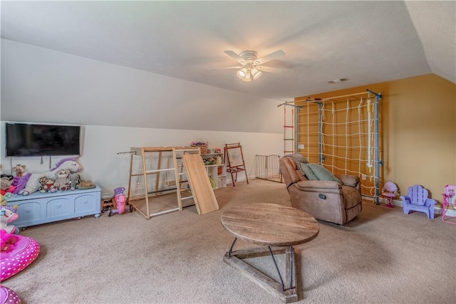 3 Jared Ln, Conway, AR 72032 - rec room featuring lofted ceiling, ceiling fan, and carpet floors