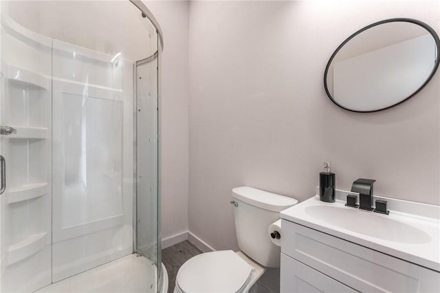 1630 Madison Unit 7855, Huntsville, AR 72740 - bathroom with a stall shower, vanity, and wood finished floors